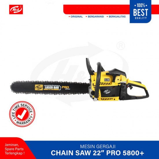 HL Pro 5800 Plus Chain Saw 22 Inch Mesin Gergaji Kayu Laser Bar Baja HL Pro 5800 Plus Chain Saw 22 Inch Mesin Gergaji Kayu Laser Bar Baja