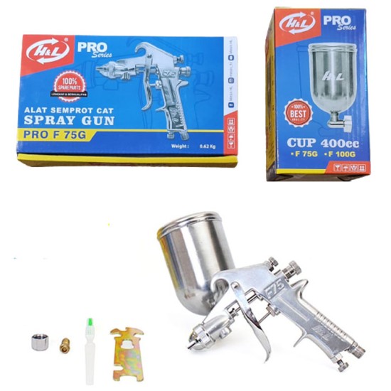 HL Pro F75G Spray Gun Cup 400cc Alat Semprot Cat Tabung Atas HL Pro F75G Spray Gun Cup 400cc Alat Semprot Cat Tabung Atas