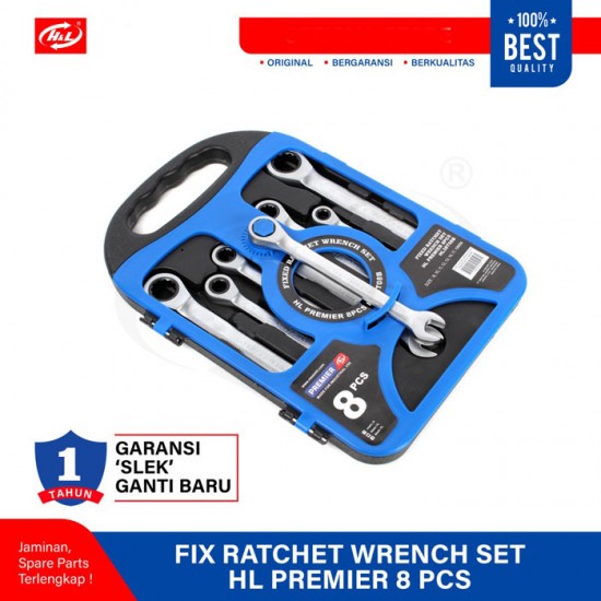 HL Premier HL38T08B Fix Ratchet Wrench Set Kunci Ring Pas 8 Pcs HL Premier HL38T08B Fix Ratchet Wrench Set Kunci Ring Pas 8 Pcs