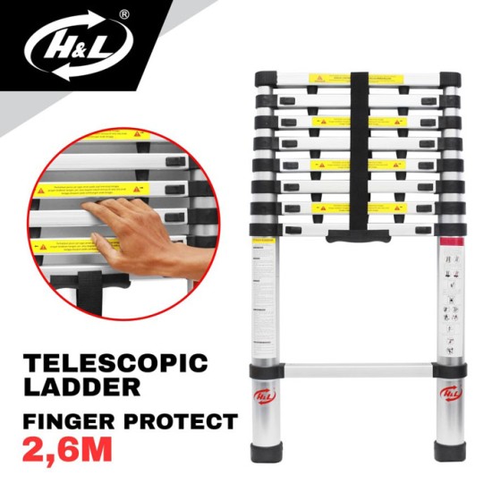 HL Tangga Teleskopik 2.6 Meter Telescopic Ladder Finger Protection HL Tangga Teleskopik 2.6 Meter Telescopic Ladder Finger Protection