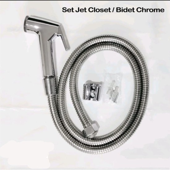 Jet Shower Kloset Toilet set 3Pcs Selang Flexible Bidet Chrome Jet Shower Kloset Toilet set 3Pcs Selang Flexible Bidet Chrome