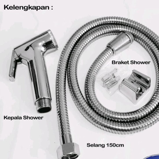 Jet Shower Kloset Toilet set 3Pcs Selang Flexible Bidet Chrome Jet Shower Kloset Toilet set 3Pcs Selang Flexible Bidet Chrome