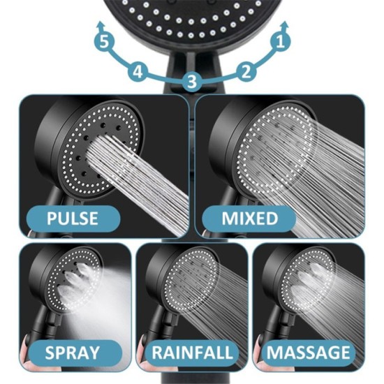 Kepala Shower 5 Mode Kamar Mandi Hitam Kepala Shower 5 Mode Kamar Mandi Hitam