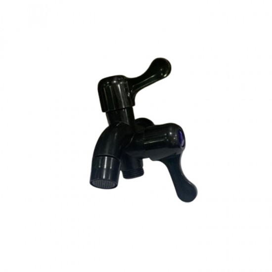 Keran Air Cabang Dua Hitam Plastik Ukuran 0.5 Inch Kran Kamar Mandi Keran Air Cabang Dua Hitam Plastik Ukuran 0.5 Inch Kran Kamar Mandi