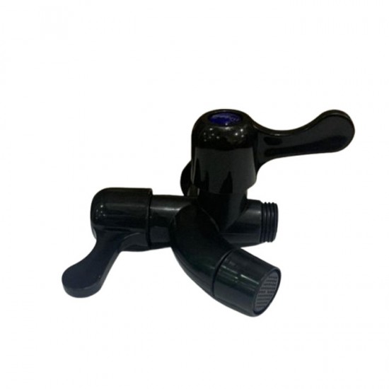Keran Air Cabang Dua Hitam Plastik Ukuran 0.5 Inch Kran Kamar Mandi Keran Air Cabang Dua Hitam Plastik Ukuran 0.5 Inch Kran Kamar Mandi