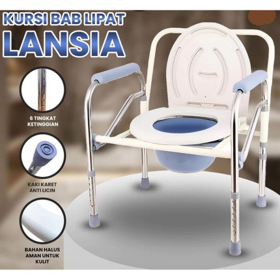 Kursi Pispot BAB Lipat Bangku Toilet Ember Commode Chair Kursi Pispot BAB Lipat Bangku Toilet Ember Commode Chair