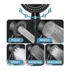 Paket Kepala Shower 5 Mode Selang 150cm Flexible Kamar Mandi