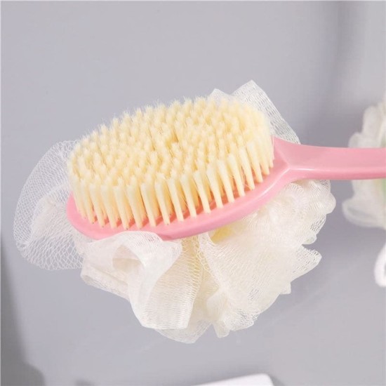 Sikat Mandi Dua Sisi Shower Puff Gagang Panjang Sikat Mandi Dua Sisi Shower Puff Gagang Panjang