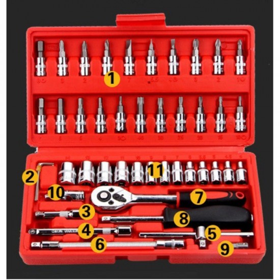Kapusi K-9819 Kunci Sok 46 Pcs Shock Set 1/4 Inch Kapusi K-9819 Kunci Sok 46 Pcs Shock Set 1/4 Inch