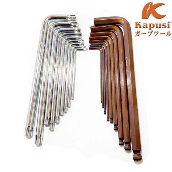 Kapusi K-0420 Kunci L isi 18 Pcs Hex Key Set Bintang Ballpoint Kapusi K-0420 Kunci L isi 18 Pcs Hex Key Set Bintang Ballpoint