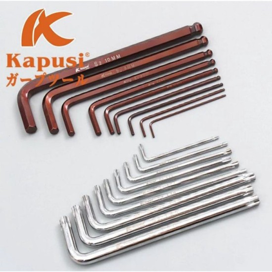 Kapusi K-0420 Kunci L isi 18 Pcs Hex Key Set Bintang Ballpoint Kapusi K-0420 Kunci L isi 18 Pcs Hex Key Set Bintang Ballpoint