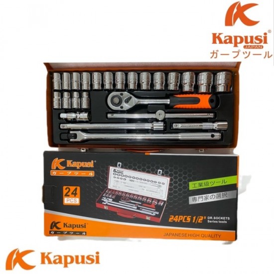 Kapusi K-9770 Kunci Sok 24 Pcs 1/2 Inch Shock Socket Wrench Set 10-32mm Kapusi K-9770 Kunci Sok 24 Pcs 1/2 Inch Shock Socket Wrench Set 10-32mm