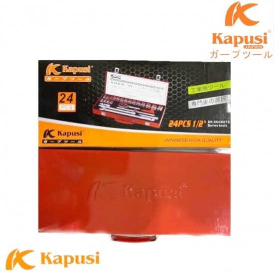 Kapusi K-9770 Kunci Sok 24 Pcs 1/2 Inch Shock Socket Wrench Set 10-32mm Kapusi K-9770 Kunci Sok 24 Pcs 1/2 Inch Shock Socket Wrench Set 10-32mm