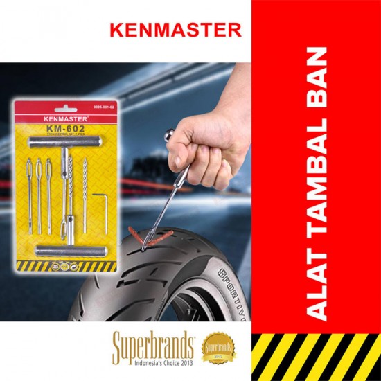 Kenmaster KM-602 Alat Tambal Ban Besi Tire Repair Kit 7Pcs