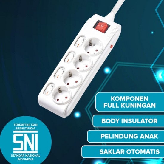Kenmaster DX404 Stop Kontak 4 lobang F1-44 Dengan Proteksi Overheat