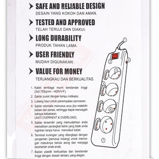 Kenmaster DX404 Stop Kontak 4 lobang F1-44 Dengan Proteksi Overheat