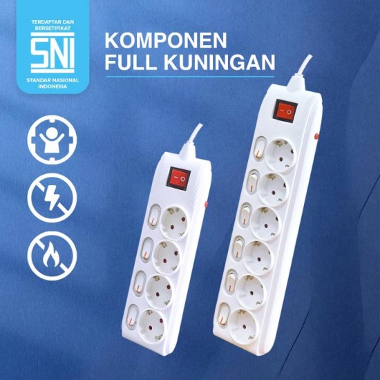 Kenmaster F1-66 DX604 Stop Kontak 6 Lubang On Off Kenmaster F1-66 DX604 Stop Kontak 6 Lubang On Off