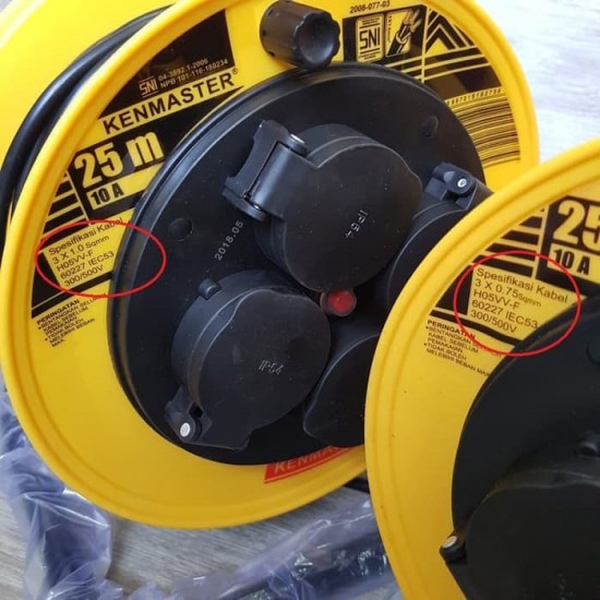 Kenmaster Kabel Roll 25 Meter 3 x1mm - Kabel Rol SNI 4 Lubang 25M