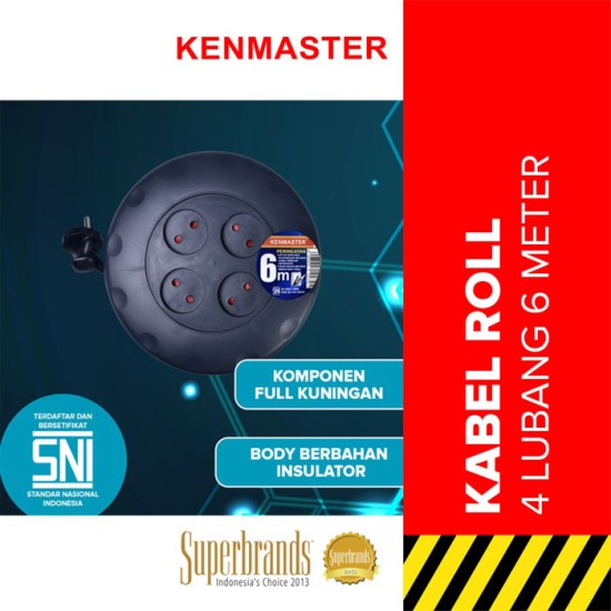 Kenmaster Kabel Roll 6 Meter - Kabel Rol 4 Lubang 6M Kenmaster Kabel Roll 6 Meter - Kabel Rol 4 Lubang 6M