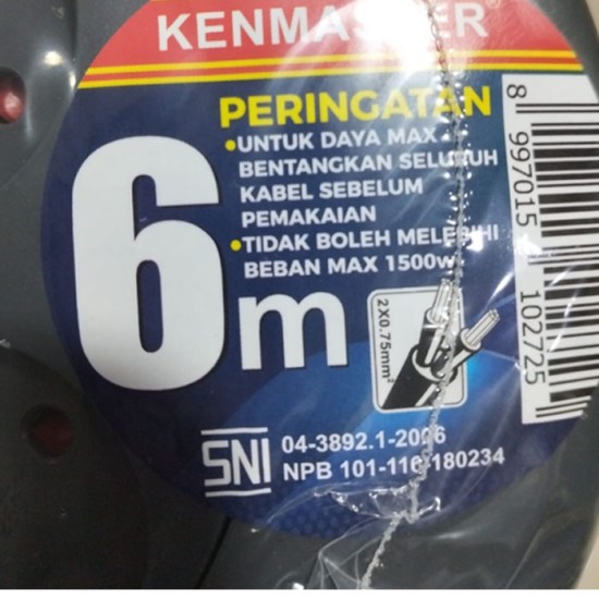 Kenmaster Kabel Roll 6 Meter - Kabel Rol 4 Lubang 6M Kenmaster Kabel Roll 6 Meter - Kabel Rol 4 Lubang 6M