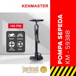 Kenmaster KM-5938B Pompa Sepeda Tabung Hitam Meteran Ban Kendaraan Bola