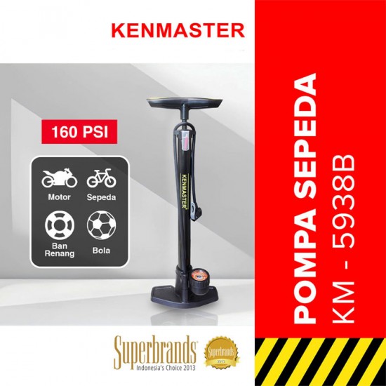 Kenmaster KM-5938B Pompa Sepeda Tabung Hitam Meteran Ban Kendaraan Bola Kenmaster KM-5938B Pompa Sepeda Tabung Hitam Meteran Ban Kendaraan Bola