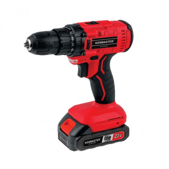Kenmaster KM-1024 Cordless Drill 10mm 21V Bor Tanpa Kabel 2 Baterai