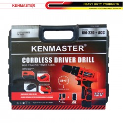 Kenmaster KM-220 + ACC Cordless Driver Drill 10mm Box Bor Tanpa Kabel Koper 12V
