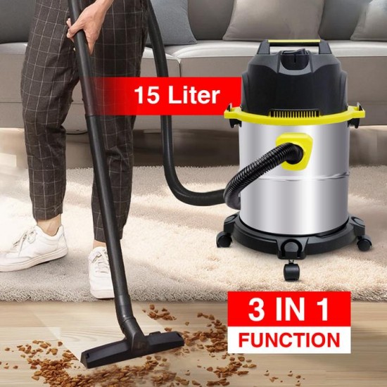 Kenmaster KM-360 Vacuum Cleaner 3 in 1 Wet Dry Blow 15 Liter Full Stainless Tank
