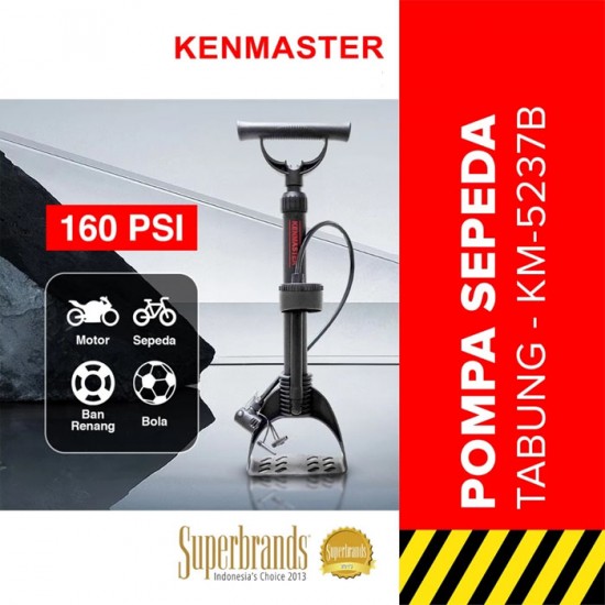 Kenmaster KM-5237B Pompa Sepeda Tabung Hitam Meteran Pijakan Kaki Kenmaster KM-5237B Pompa Sepeda Tabung Hitam Meteran Pijakan Kaki