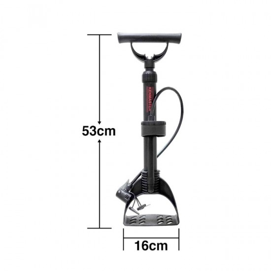 Kenmaster KM-5237B Pompa Sepeda Tabung Hitam Meteran Pijakan Kaki Kenmaster KM-5237B Pompa Sepeda Tabung Hitam Meteran Pijakan Kaki