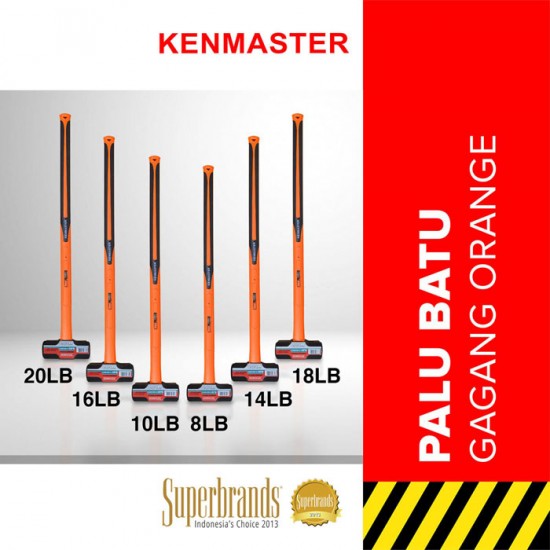 Kenmaster Palu Batu 2-20 LBS Gagang Orange Fiber Sledge Stoning Hammer