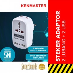 Kenmaster S0203 Steker Colokan Listrik dengan 2 Colokan USB