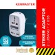 Kenmaster S0203 Steker Colokan Listrik dengan 2 Colokan USB