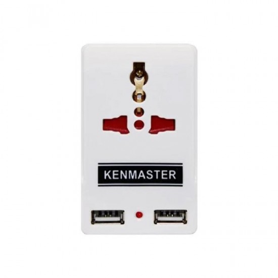 Kenmaster S0203 Steker Colokan Listrik dengan 2 Colokan USB