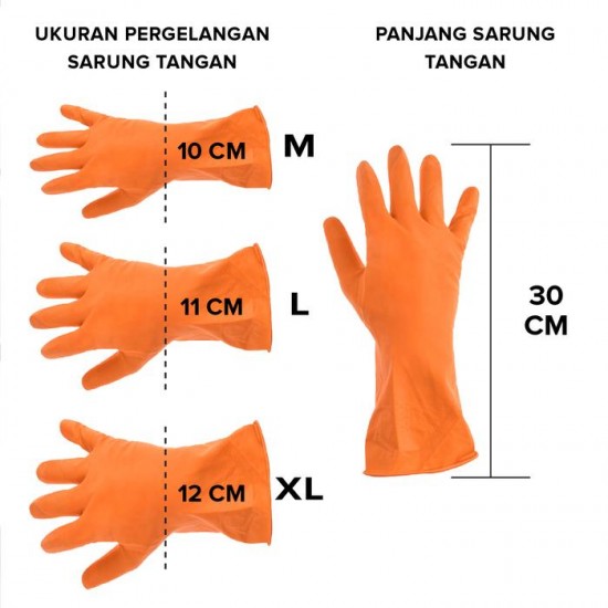 Kenmaster Sarung Tangan Karet Orange Flock Lining House Latex Glove Kenmaster Sarung Tangan Karet Orange Flock Lining House Latex Glove