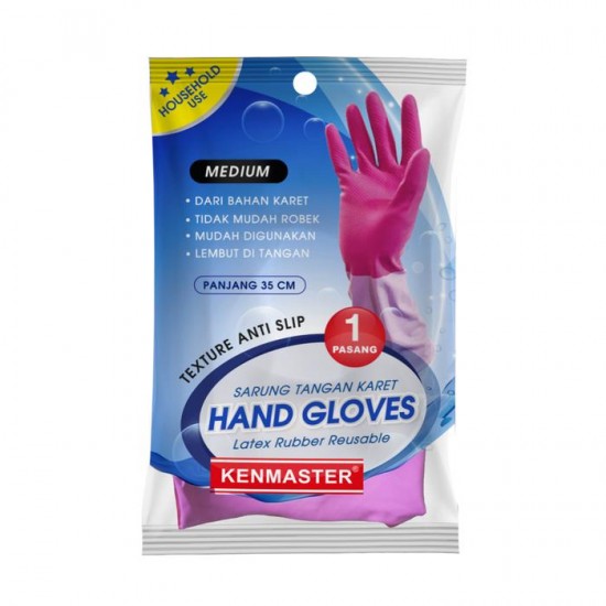 Kenmaster Sarung Tangan Karet Ungu 1 Pasang Hand Gloves Latex Rubber Reusable Purple