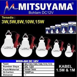 Mitsuyama Bohlam DC 12V Kabel 1.5 Meter LED Lampu Emergency Jepit Aki
