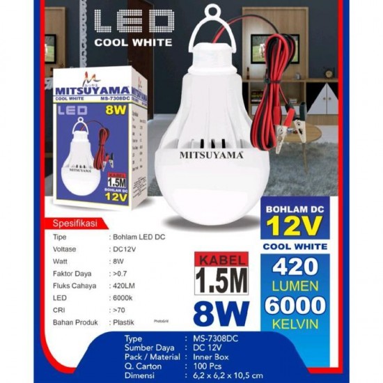 Mitsuyama Bohlam DC 12V Kabel 1.5 Meter LED Lampu Emergency Jepit Aki