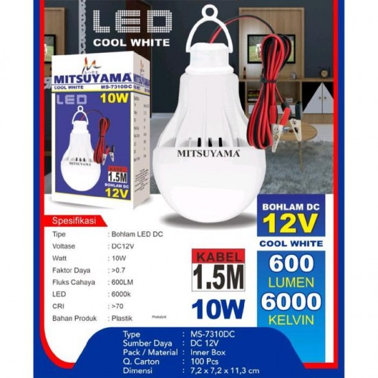 Mitsuyama Bohlam DC 12V Kabel 1.5 Meter LED Lampu Emergency Jepit Aki