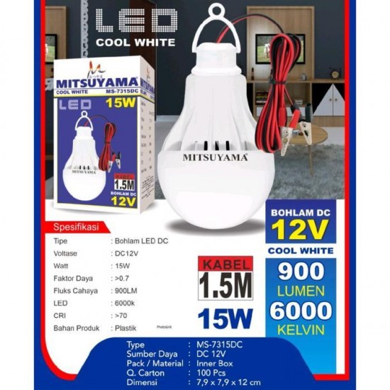 Mitsuyama Bohlam DC 12V Kabel 1.5 Meter LED Lampu Emergency Jepit Aki