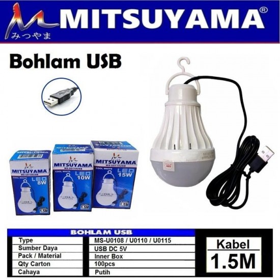 Mitsuyama Bohlam USB Kabel 1.5 Meter LED Lampu Emergency