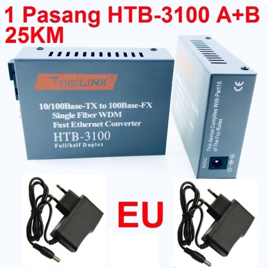 Netlink HTB-3100 A B Fiber Optic Media Converter 100 Mbps Singlemode Single Core Sepasang Netlink HTB-3100 A B Fiber Optic Media Converter 100 Mbps Singlemode Single Core Sepasang
