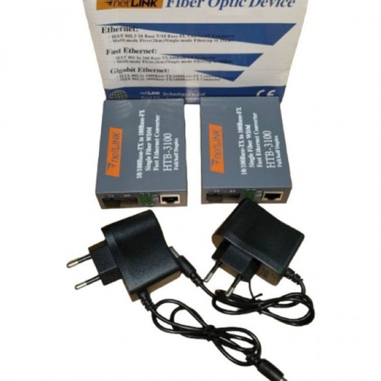 Netlink HTB-3100 A B Fiber Optic Media Converter 100 Mbps Singlemode Single Core Sepasang Netlink HTB-3100 A B Fiber Optic Media Converter 100 Mbps Singlemode Single Core Sepasang