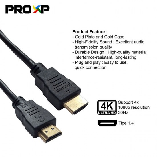 ProXP Kabel HDMI 1.4 Male to Male 4K 1080P Resolution 30Hz ProXP Kabel HDMI 1.4 Male to Male 4K 1080P Resolution 30Hz