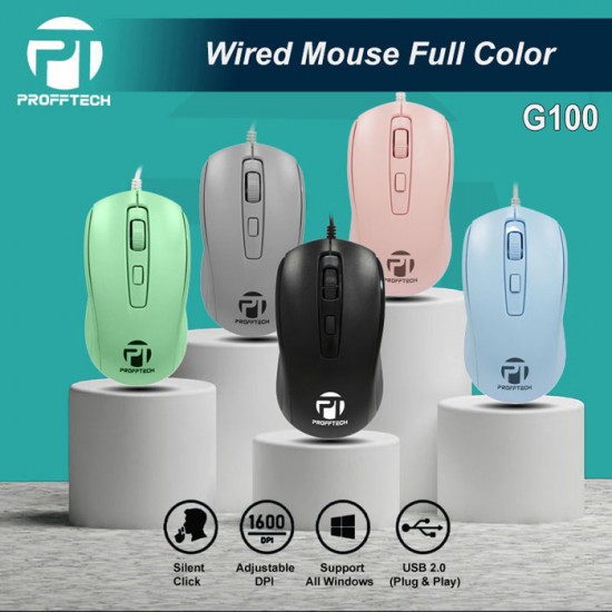 Profftech G100 Wired Optical Mouse Cable Click