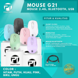 Profftech G21 Mouse Wireless Bluetooth 2 in 1 1600 DPI Optical Rechargeable