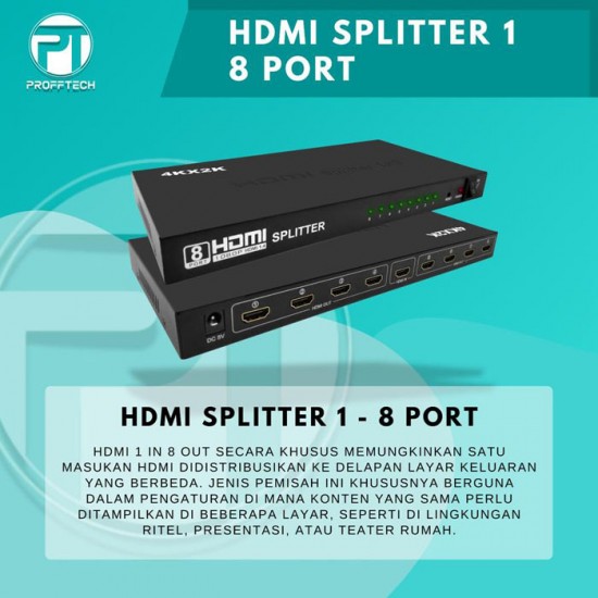 Profftech HDMI Splitter 8 Port 1 In 8 Out Full HD 3D 4K UHD