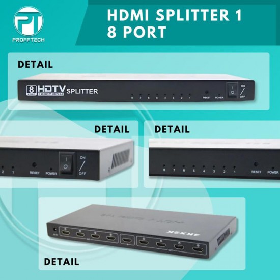 Profftech HDMI Splitter 8 Port 1 In 8 Out Full HD 3D 4K UHD