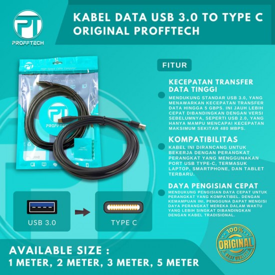 Profftech Kabel USB 3.0 to Type C 3.1 Cable Sync Charge